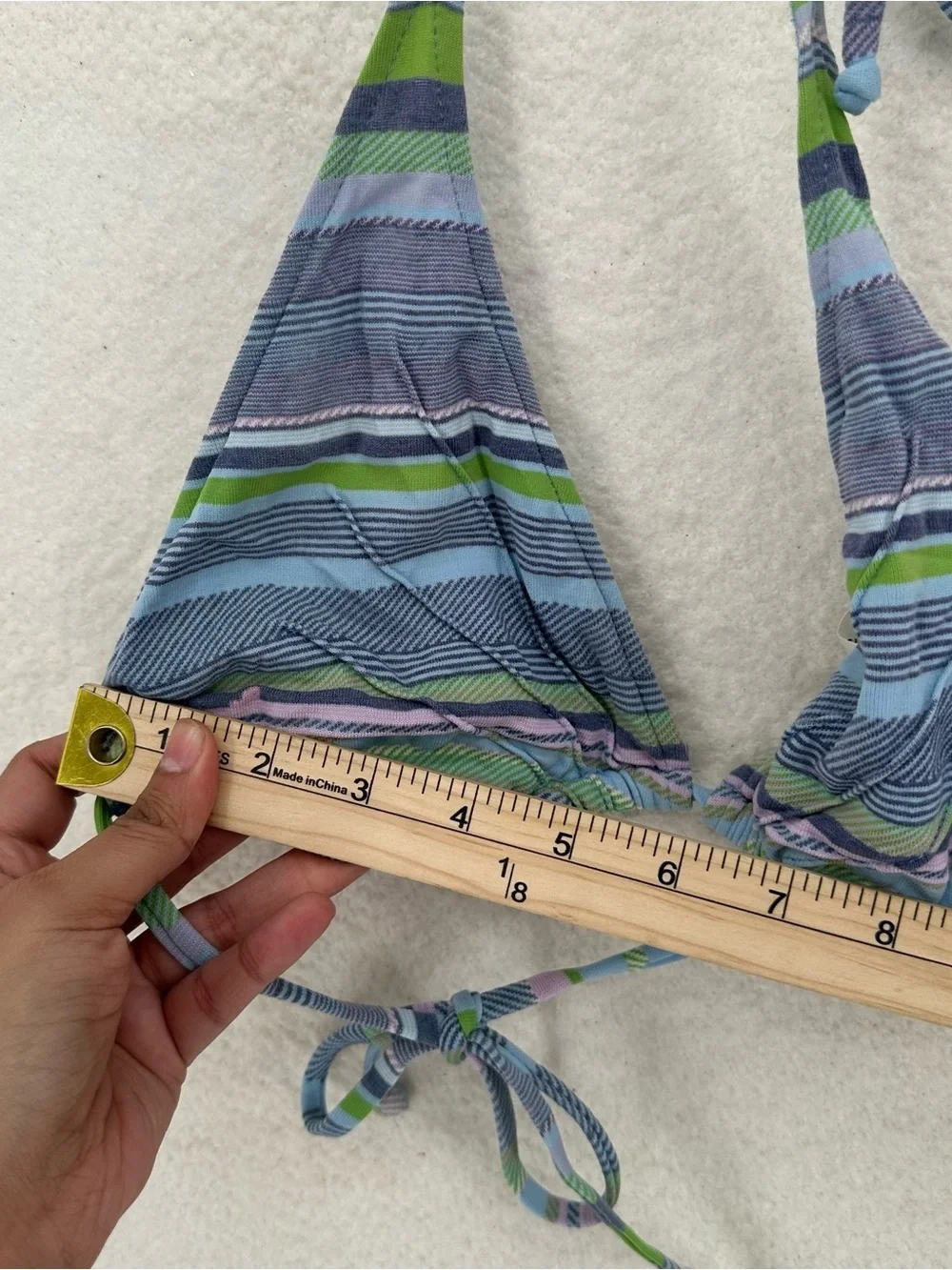 Surf Striped Y2K Lucky Brand Halter Blue and Green Bikini Set - Picture 4 of 13